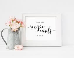Recipe Cards Signbridal Shower Recipe Recipe Card Sign Drop Etsy Wedding Guest Book Sign Wedding Signs Wedding Envelopes