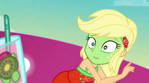 Applejack is a female human, a student from canterlot high school, a bass guitarist for the rainbooms, and one of the main characters in my little pony equestria girls. 2030232 Animated Applejack Clothes Cup Derpibooru Import Dress Drink Equestria Girls Equestria Girls Series Food Fruit Glass Green Face Kiwi Fruit Pinkie Pie Puffy Cheeks Punch Bowl Punch Drink Safe Screencap