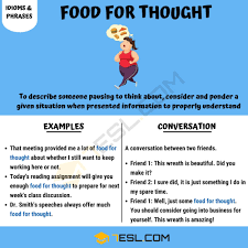 Food For Thought Food For Thought Meaning With Helpful Conversation 7esl Thought Meaning Idioms And Phrases Food For Thought