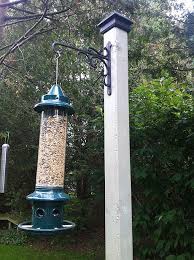 Bird Feeder Pole For Deck Lowes A Quick And Easy Bird Feeder Post Canadian Gardening Blog Bird Feeder Stands Diy Bird Feeder Wooden Bird Feeders