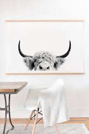 Sisi And Seb Peeking Highland Cow Art Print And Hanger Cow Art Print Highland Cow Art Cow Art