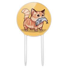 Treat your cat on its special day with these ideas. Acrylic Kawaii Cute Cat With Fish In Mouth Cake Topper Party Decoration For Wedding Anniversary Birthday Graduation Walmart Com Walmart Com