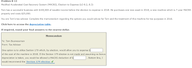 Solved Problem 8 13 Modified Accelerated Cost Recovery Sy Chegg Com