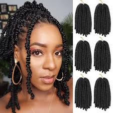 Spring Twist Hair 6 Packs 8 inch Fluffy Spring Twist Crochet Hair Passion  Twist Crochet Hair Synthetic Braiding Hair Extensions 15 Strands  55g/Pack(8inch, #1B)