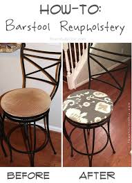Diy Bar Stool Reupholstery Peachfully Chic Diy Bar Stools Stool Makeover Refurbished Bar Stools