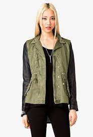 The Leather Sleeves On This Utility Jacket Make For A Rocker Look Jackets Leather Sleeve Clothes