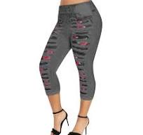 WMTBSRSW Women Plus Size(S-5XL) Jeans Jeggings Stretch High Waisted Printed  Distressed Denim Capris Ripped Skinny Cropped Pants