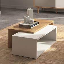 table basse 90 cm decor chene vernis et blanc mat jazzy photo 1 table basse table basse extensible table basse moderne