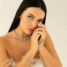 Gold plated bracelet with premium Austrian crystals "Spring waters"