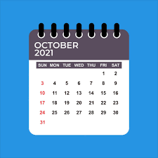 Hälfte mit kalenderwochen und feiertagen. Oktober 2021 Kalender Kalenderblatt Oktober 2021 Oktober 2021 Kalendervektorabbildung Wandkalender Vektorgrafik Lizenzfreie Grafiken C Dustin99 405621320 Depositphotos