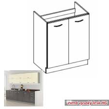 Alsó mosogató szekrény, szürke magas fényű fehér, PRADO 80 ZL 2F BB*** |  Elemes konyhák