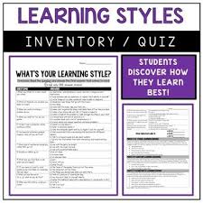 What S Your Learning Style Student By Sassy In Middle Teachers Pay Teachers Learning Style Inventory Learning Styles Learning Style Quiz