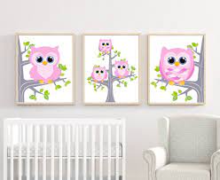 Pink Owl Nursery Art Baby Room Wall Art Owl Baby Room Etsy Owl Nursery Art Pink Owl Nursery Baby Room Art