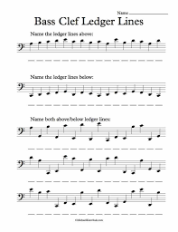 Ledger lines are short lines placed above and below the musical staff. Free Bas Clef Ledger Lines Note Recognition Worksheet Music Theory Worksheets Music Worksheets Music Theory