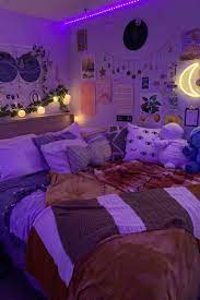 Purple is a strong and powerful color with positive connotations like magic, luxury, and creativity. Bedroom Dormitory Apartment Lighting Purple Violet Neon Room Room Inspiration Bedroom Room Ideas Bedroom