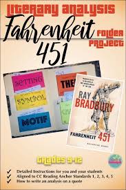 Literary Analysis Folder Project For Use With Fahrenheit 451 By Ray Bradbury In 2020 English Language Arts Classroom Literary Analysis Teaching Literary Analysis