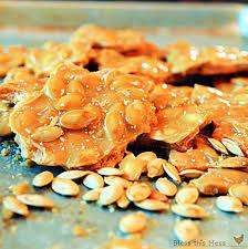 Roasted Pumpkin Seed Brittle Easy Homemade Dessert Recipe Recipe Pumpkin Seed Recipes Roast Pumpkin Homemade Recipes Dessert
