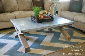 Industrial zinc top coffee table. Stylish Diy Zinc Top Coffee Table Shelterness