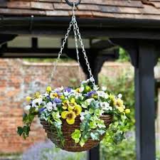 Outdoor faux hanging flower baskets. Flower Plant Artificial Hanging Baskets For Sale Ebay