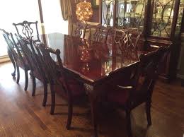 Usually ships within 3 to 5 weeks. 13 Pc Dining Room Set Thomasville All Mahogany Table 8 Chairs China Cabinet Euc Mahogany Table Dining Dining Set For Sale
