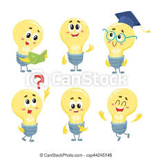 Thomas edison symbol simple light bulb transparent cartoon. Set Of Cute And Funny Light Bulb Characters Cute And Funny Light Bulb Character Symbol Of Problem Solving And New Ideas Canstock
