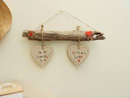Suspension Murale Coeurs Decoration Murale Maison De Campagne Cadeau Deco Maison Objet Bois Flotte Valentines Day Decorations Great Gifts For Guys Driftwood Decor