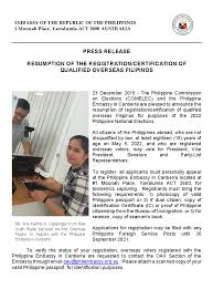 Voting Philippine Embassy Of Canberra Australia