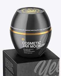 Download Glossy Cosmetic Jar With Kraft Box Mockup In Jar Mockups On Yellow Images Object Mockups