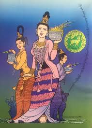 Myanmar Ancient Girl Celebrating Thingyan New Year Festival Myanmar Art Thailand Art Cartoon Photo