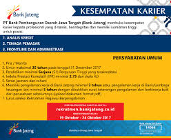 Lowongan pekerjaan kabupaten sumedang terbaru januari 2021. Lowongan Kerja Bank Jateng Pendidikan Minimal S1 Lowongan Kerja Terbaru Lulusan Sma D3 Dan S1 Semua Jurusan 2021