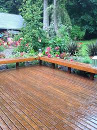 Pacific Northwest Garden Cedar Deck Bench Backyard Patio Designs Backyard Backyard Garden Layout
