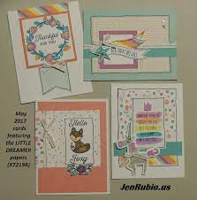 Using scrapbook paper to create greeting cards. Ctmh With Jen Rubio May Card Making Classes Featuring Little Dreamer Unicorn Card Ctmh Cards Card Making Classes