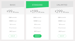 Mobile friendly pricing table with additional user information for each plan. 11 Bootstrap Pricing Table Examples