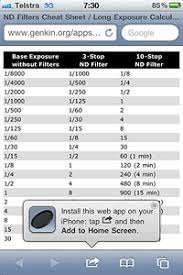 nd filters long exposure quick reference charts and cheat