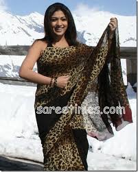 Nayan Tara In Animal Print Sari Sareetimes Bollywood Saree Blouse Designs Saree Designs Casual Saree