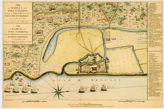John Rocque's 1751 map of Madras and Fort St George