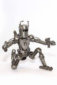 Alien Sculpture Scrap Recycled Metal And Auto Parts Model Set 1 Scrap Metal Art Small 18 Cm Scrap Metal Art Steel Art Metal Art