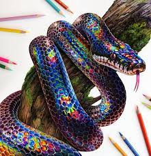 I like this version of the cobra as well. Drawing Pencils 37 Sketching Art Set In 2021 Snake Drawing Snake Painting Rainbow Snake