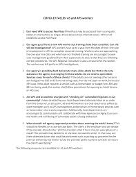 COVID-19 FAQ for AS and APS workers