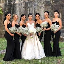 2019 Black Strapless Bridesmaid Dresses Mermaid Chiffon Floor Length Maid Of Hon In 2020 Wedding Bridesmaid Dresses Mermaid Bridesmaid Dresses Black Bridesmaid Dresses