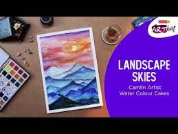 How do you make an ombre watercolour cake? Camlin Artkart Water Colour Cakes Landscape Painting Youtube