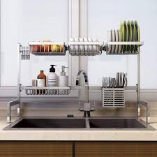 Large place to put plate and bowl for fast drying 3. Dish Drainer Rack Holder 304 Stainless Steel Kitchen Racks Pool Drying Dishes Dishes Storage Supplies Dish Rack Sink Drain Rack Buy Online In Sri Lanka At Desertcart Lk Productid 116298229