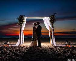 Beach wedding with decor followed by a sunset sail reception on a large stable, modern, three deck, 65 ft catamaran sailboat. Beach Wedding Packages On Lake Michigan Beaches 269 274 1362