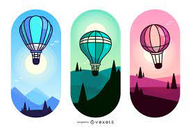 Finished texture turkeys and hot air balloons. Flat Hot Air Balloon Illustration Set Vector Download