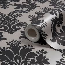 Black And Silver Wallpaper B Q Byron Damask Black Wallpaper Departments Diy At B Q Metallic Wallpaper Diy Wallpaper Black Wallpaper