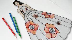 Drawlings of dresses floral pattern. How To Draw A Beautiful Dress How To Draw Women S Floral Dress Fashion Illustration Art Youtube