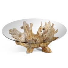 Teak Roots Coffee Table With Glass Top Coffee Table Wood Driftwood Coffee Table Natural Wood Decor
