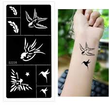But always remember that you can't hide this kind of tattoos, so think twice before making them and choose a design wisely. Lecoolz Henna Tattoo Schablone Airbrush Stencil Kolibri Schwalbe Feder Amazon De Beauty