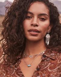 Kendra Scott Cass Vintage Silver Long Pendant Necklace in Variegated Dark  Teal Magnesite