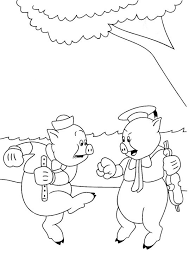 Les trois petits cochons se promènent dans la forêt. Coloriage Les Trois Petits Cochons 11
